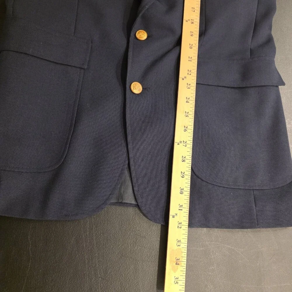 Vintage Stafford‎ Blazer Navy Blue Gold 2-Button Jacket Sport Coat USA Mens 40L